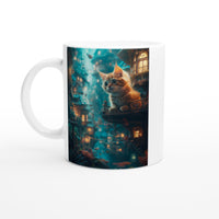 Taza Blanca con Impresión de Gato "Explorador de Océanos" Michilandia | La tienda online de los fans de gatos