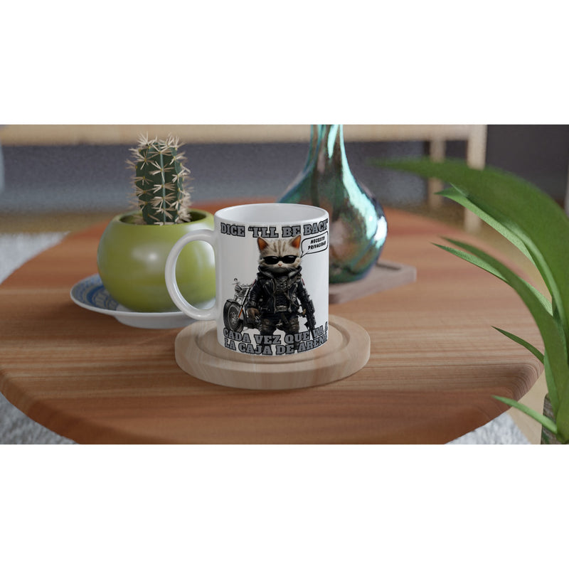 Taza blanca con impresión de gato "I'll Be Back" Michilandia | La tienda online de los amantes de gatos