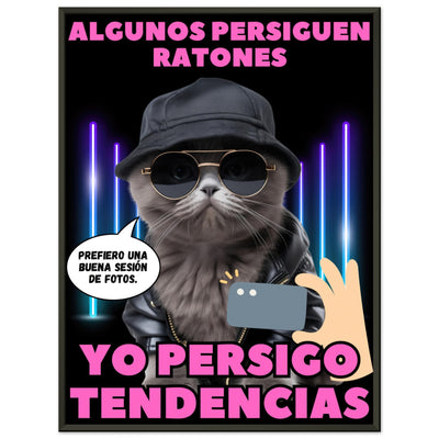 Póster Semibrillante de Gato con Marco Metal 