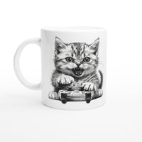Taza Blanca con Impresión de Gato "Gamer Miau Frustrado" Michilandia | La tienda online de los fans de gatos