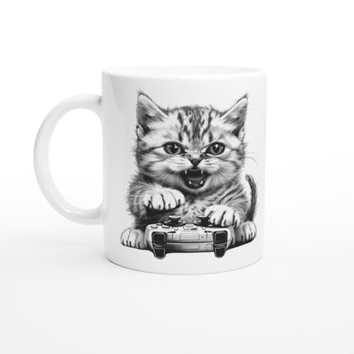 Taza Blanca con Impresión de Gato 