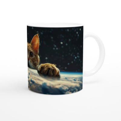 Taza Blanca con Impresión de Gato "Guardián del Globo" Michilandia | La tienda online de los fans de gatos