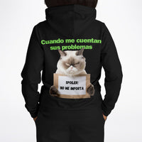 Sudadera deportiva con capucha unisex estampado de gato "Desinterés Felino" Subliminator