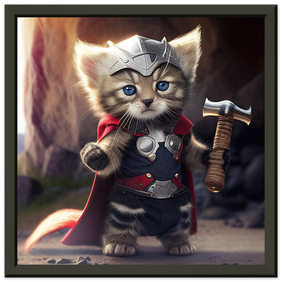 Póster semibrillante de gato con marco metal "Mewlnir" Gelato