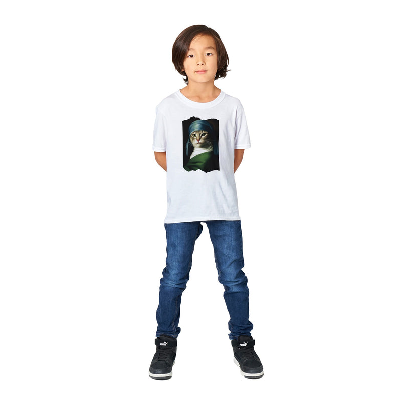 Camiseta Junior Unisex Estampado de Gato "Retrato Renacentista" Michilandia | La tienda online de los fans de gatos