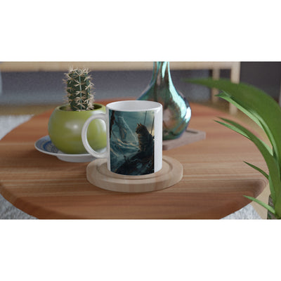 Taza Blanca con Impresión de Gato "Marinero Miau" Michilandia | La tienda online de los fans de gatos