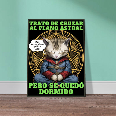 Póster Semibrillante de Gato con Marco Metal 