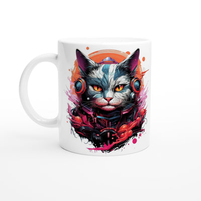 Taza Blanca con Impresión de Gato 