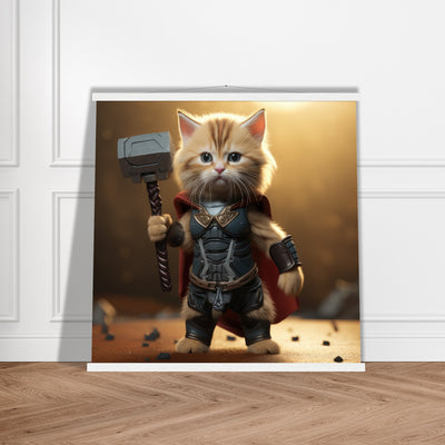 Póster semibrillante de gato con colgador 