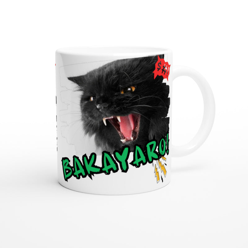 Taza Blanca con Impresión de Gato "Bakayaro!" Michilandia | La tienda online de los amantes de gatos