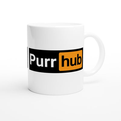 Taza Blanca con Impresión de Gato "Purr Hub" Michilandia | La tienda online de los fans de gatos