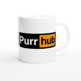 Taza Blanca con Impresión de Gato "Purr Hub" Michilandia | La tienda online de los fans de gatos
