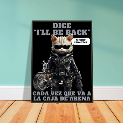 Póster Semibrillante de Gato con Marco Metal 