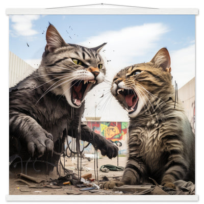 Póster semibrillante de gato con colgador "Graffiti Showdown" Gelato