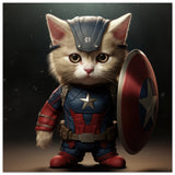 Panel de aluminio impresión de gato "Michi Captain America" Gelato