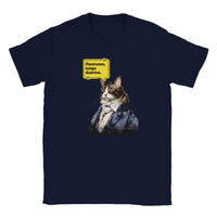 Camiseta júnior unisex estampado de gato "René Michi Descartes" Navy