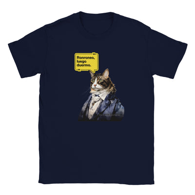 Camiseta júnior unisex estampado de gato "René Michi Descartes" Michilandia | La tienda online de los amantes de gatos