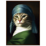 Póster Semibrillante de Gato con Marco de Madera "Retrato Renacentista" Michilandia | La tienda online de los fans de gatos