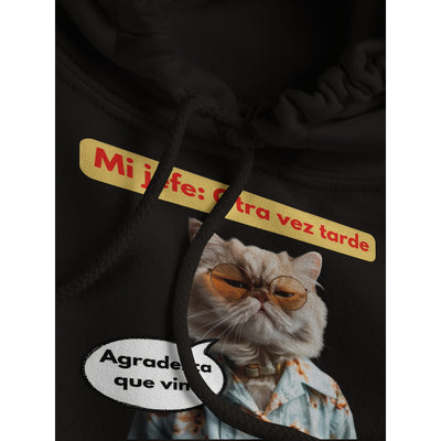 Sudadera con Capucha Unisex Estampado de Gato "Agradecido Miau" Michilandia