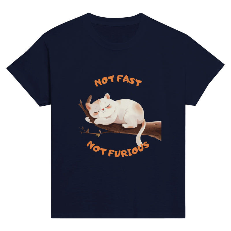 Camiseta Junior Unisex Estampado de Gato "Not Fast Not Furious" Michilandia | La tienda online de los fans de gatos