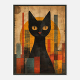 Póster Semibrillante de Gato con Marco Metal "Miau Modernista" Michilandia | La tienda online de los fans de gatos