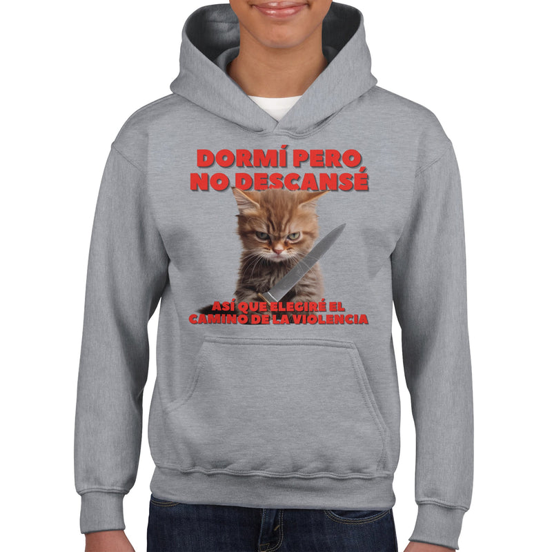 Sudadera con capucha júnior estampado de gato "Amanecer Agresivo" Michilandia | La tienda online de los fans de gatos