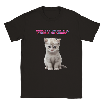 Camiseta unisex estampado de gato "Rescata un gatito" Gelato