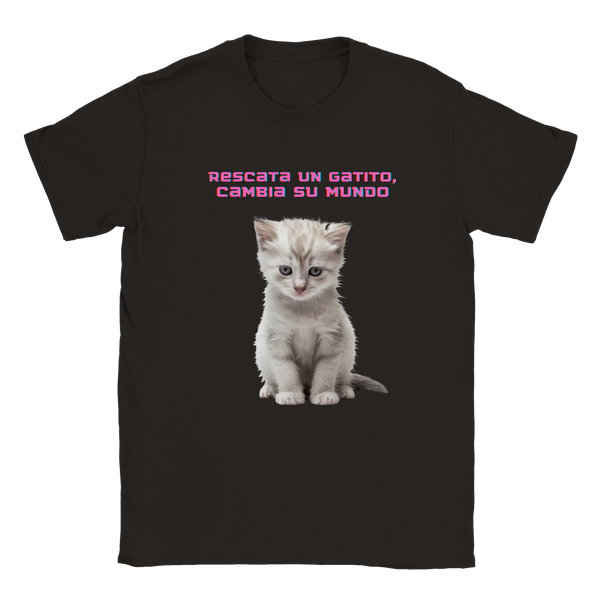 Camiseta unisex estampado de gato "Rescata un gatito"