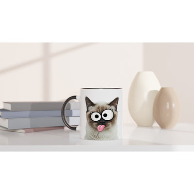 Taza Bicolor con Impresión de Gato "Birmano Travieso" Michilandia