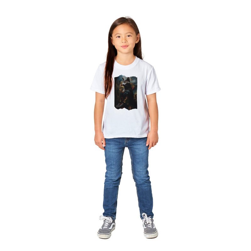 Camiseta Junior Unisex Estampado de Gato "Mona Felina" Michilandia | La tienda online de los fans de gatos