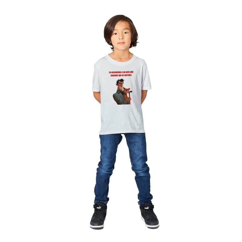 Camiseta Junior Unisex Estampado de Gato "Cómplice Felino" Michilandia