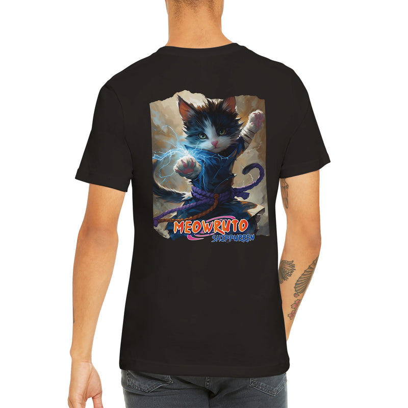 Camiseta Prémium Unisex Impresión Trasera de Gato 