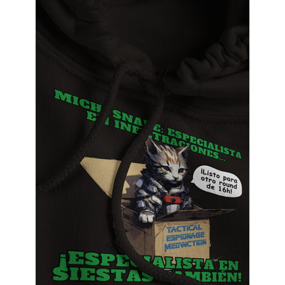 Sudadera con capucha unisex estampado de gato "Misión de Michi Snake" Michilandia | La tienda online de los amantes de gatos