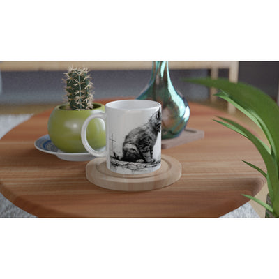 Taza blanca con impresión de gato "Miradas Felinas" Gelato