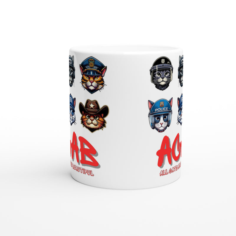 Taza Blanca con Impresión de Gato "Gatitos de la Ley" Michilandia | La tienda online de los fans de gatos