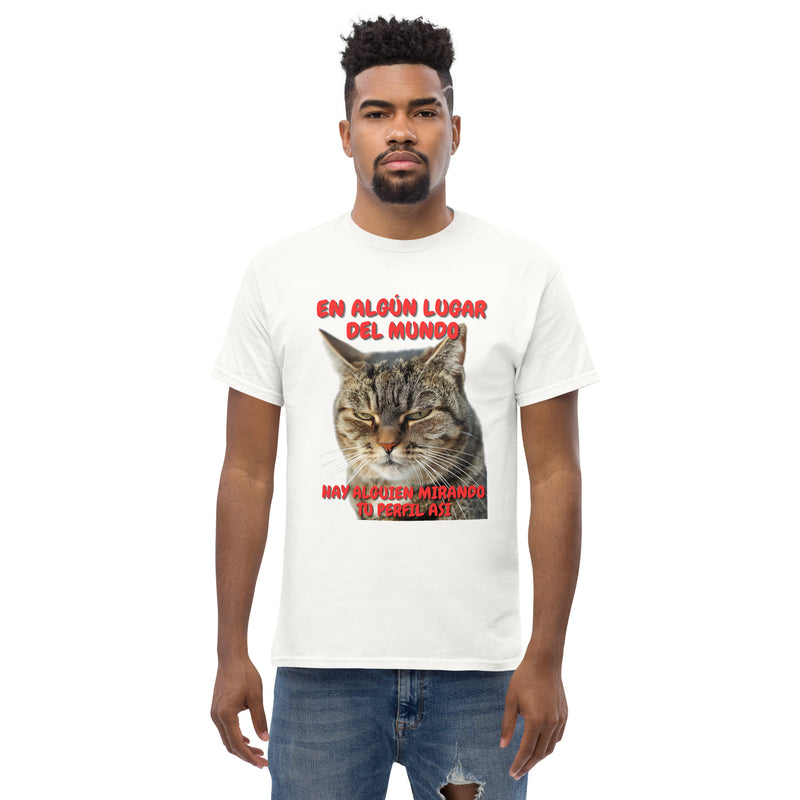 Camiseta Unisex Estampado de Gato "Mirada Inquisitiva" Michilandia | La tienda online de los fans de gatos