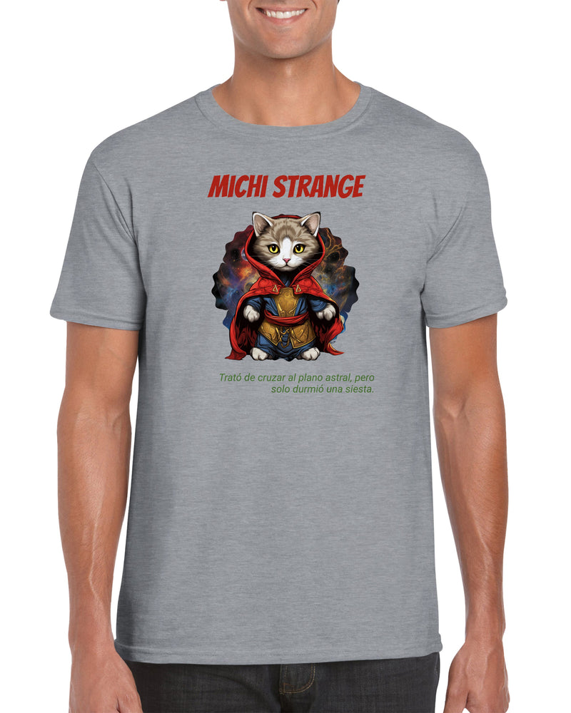 Camiseta unisex estampado de gato "Michi Strange" Gelato