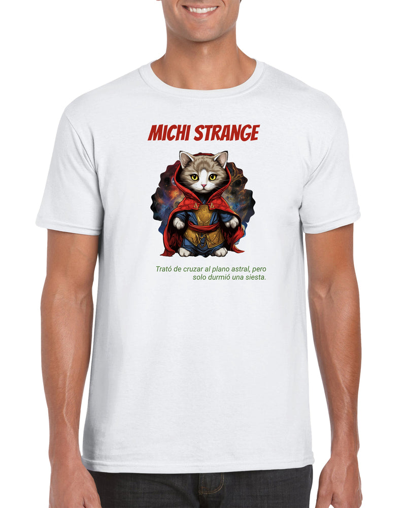 Camiseta unisex estampado de gato "Michi Strange" Gelato