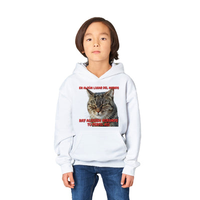 Sudadera con capucha júnior estampado de gato 