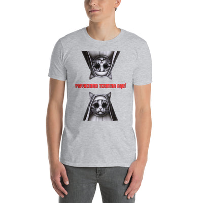 Camiseta Unisex Estampado de Gato "Privacidad termina aquí" Michilandia | La tienda online de los fans de gatos