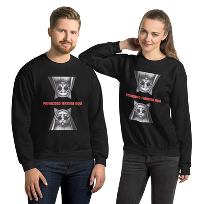 Sudadera Unisex Estampado de Gato "Privacidad termina aquí" Michilandia | La tienda online de los fans de gatos