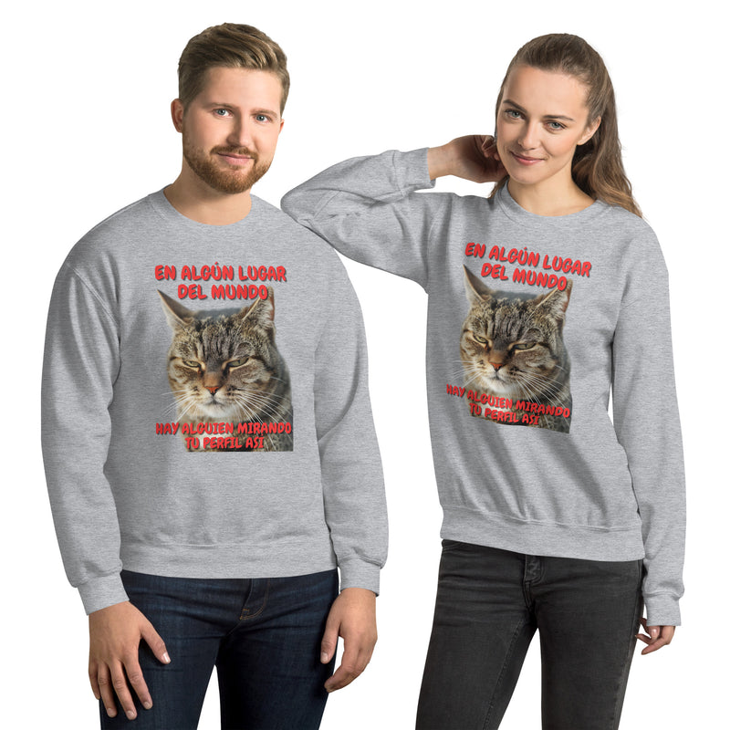 Sudadera Unisex Estampado de Gato "Mirada Inquisitiva" Michilandia | La tienda online de los fans de gatos