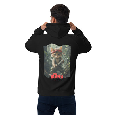 Sudadera con capucha Prémium Unisex Impresión Trasera de Gato "John Rampaw" Michilandia | La tienda online de los fans de gatos