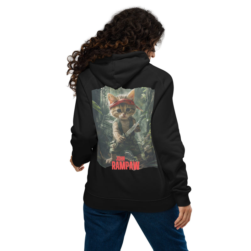 Sudadera con capucha Prémium Unisex Impresión Trasera de Gato "John Rampaw" Michilandia | La tienda online de los fans de gatos