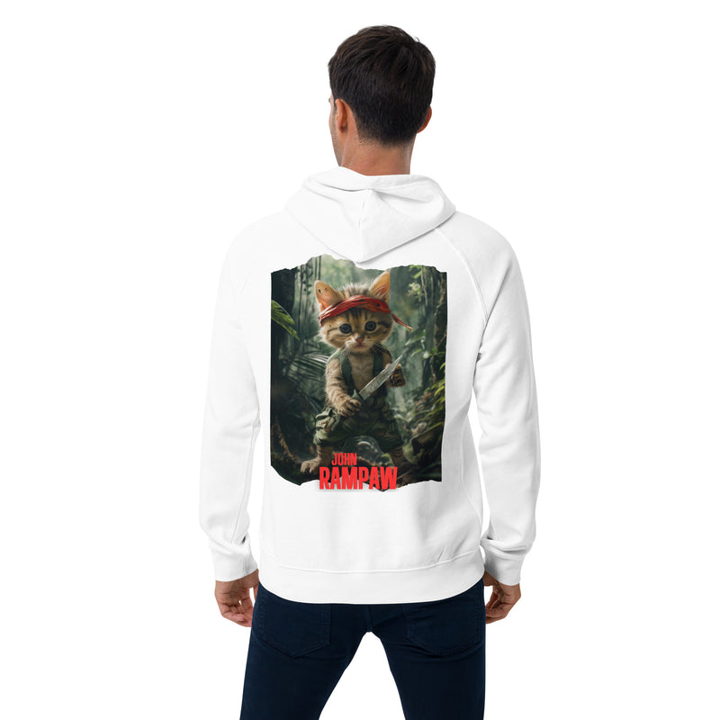 Sudadera con capucha Prémium Unisex Impresión Trasera de Gato "John Rampaw" Michilandia | La tienda online de los fans de gatos