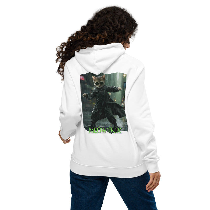 Sudadera con capucha Prémium Unisex Impresión Trasera de Gato "Neo Miau" Michilandia | La tienda online de los fans de gatos