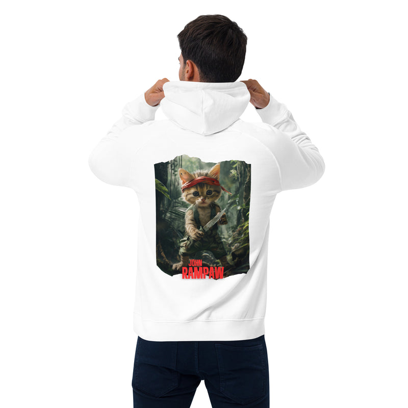 Sudadera con capucha Prémium Unisex Impresión Trasera de Gato "John Rampaw" Michilandia | La tienda online de los fans de gatos