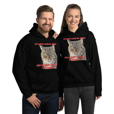 Sudadera con Capucha Unisex Estampado de Gato "Mirada Inquisitiva" Michilandia | La tienda online de los fans de gatos