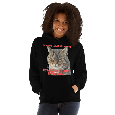 Sudadera con Capucha Unisex Estampado de Gato "Mirada Inquisitiva" Michilandia | La tienda online de los fans de gatos