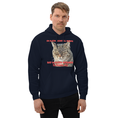 Sudadera con Capucha Unisex Estampado de Gato "Mirada Inquisitiva" Michilandia | La tienda online de los fans de gatos